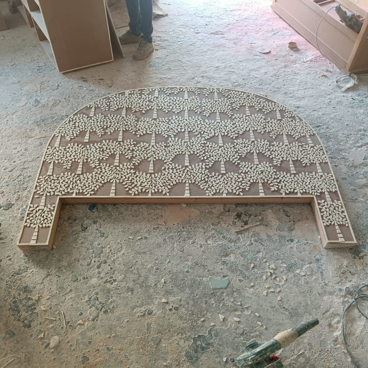 Bone Inlay Palm Tree Bedhead
