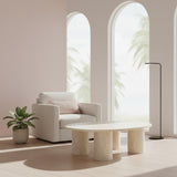 Bone Inlay Pedestal Coffee Table : Brickwork : Natural