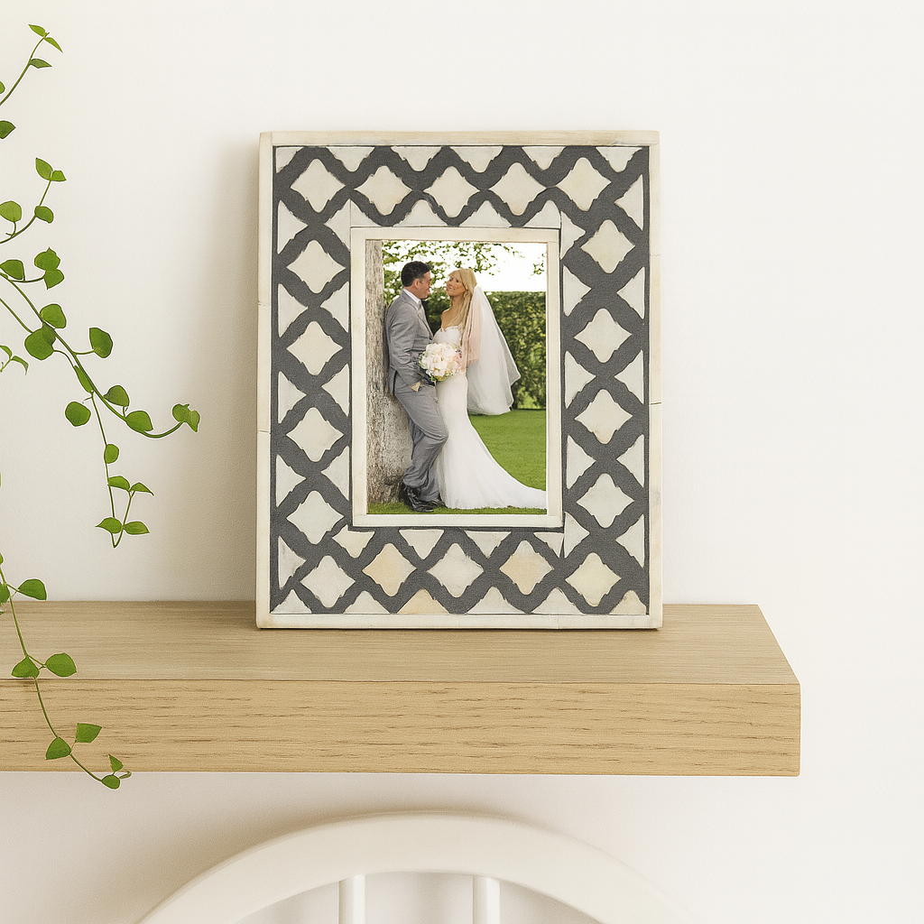 Bone Inlay Picture Frame : Moroccan : Charcoal