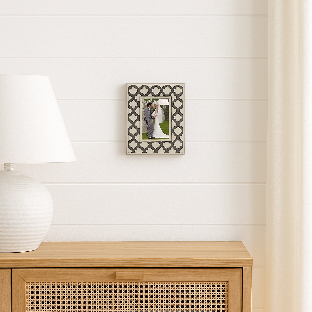 Bone Inlay Picture Frame : Moroccan : Charcoal
