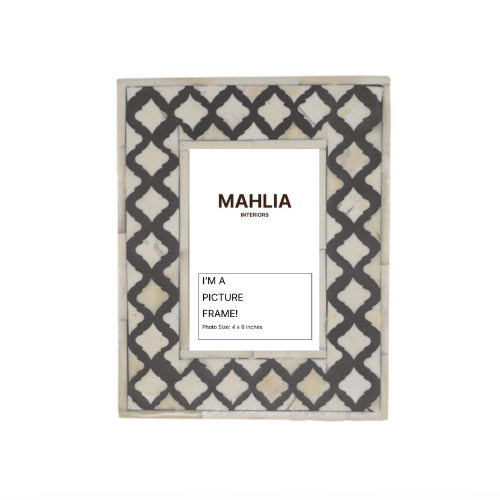 Decorative picture frame with geometric pattern on a white background