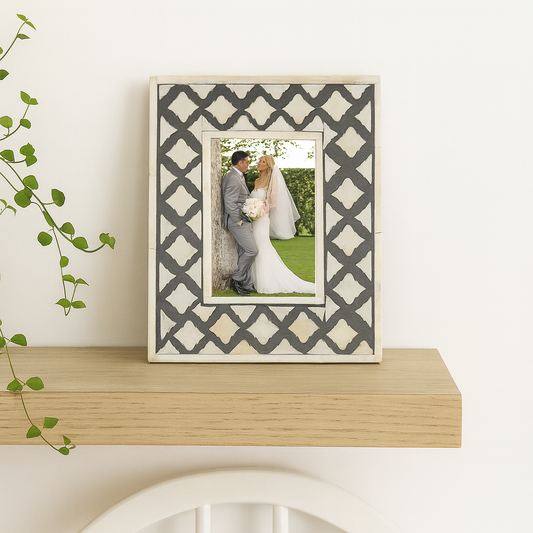 Bone Inlay Picture Frame : Moroccan : Charcoal