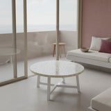 Bone Inlay Round Coffee Table : Abstract : Grey