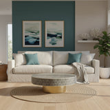 Bone Inlay Round Coffee Table : Criss Cross : Black