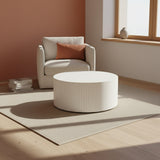 Bone Inlay Round Coffee Table : Stripe : White