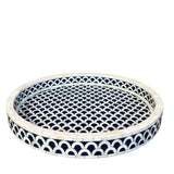 Bone Inlay Round Tray : Scallop : Encore Blue