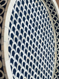 Bone Inlay Round Tray : Scallop : Encore Blue