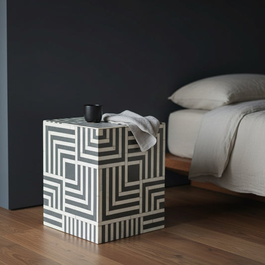 Bone Inlay Side Table : 3D : Grey