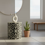 Bone Inlay Side Table : Abstract : Black