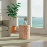Bone Inlay Side Table : Arches : Dusty Pink