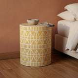 Bone Inlay Side Table : Delta : Yellow