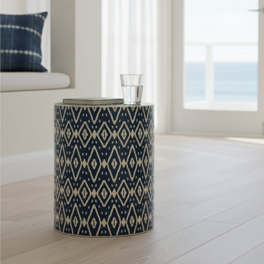Bone Inlay Side Table : Patola : Indigo