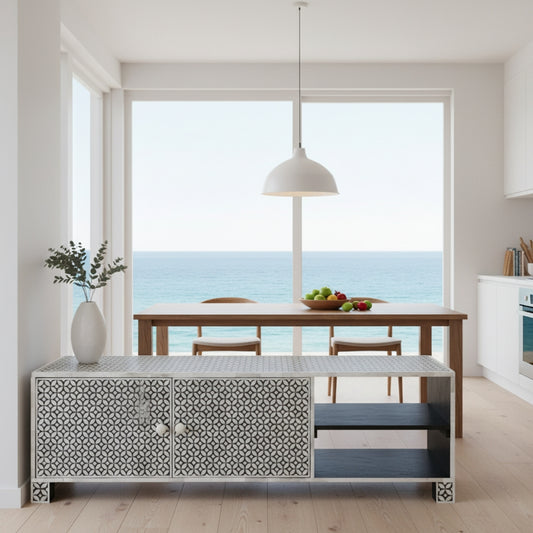 Bone Inlay TV Sideboard : Starburst : Black