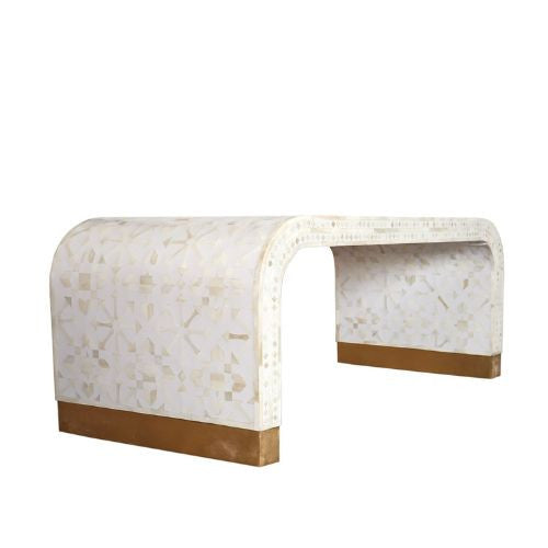 Bone Inlay Waterfall Coffee Table : Zelliges : White