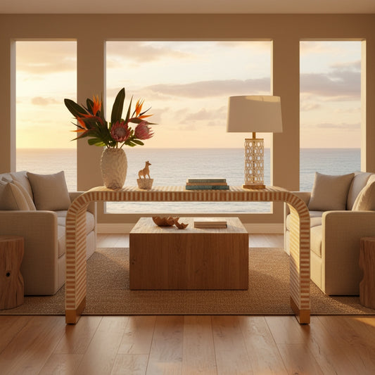 Bone Inlay Waterfall Console : Stripe : Apricot