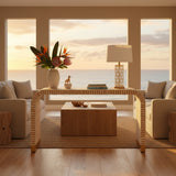 Bone Inlay Waterfall Console : Stripe : Apricot