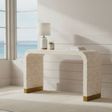 Bone Inlay Waterfall Console : Zelliges : White