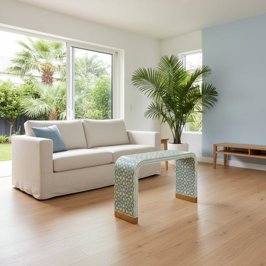 Bone Inlay Waterfall Console : Zelliges : Turquoise