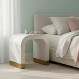 Bone Inlay Waterfall Side Table : Zelliges : White