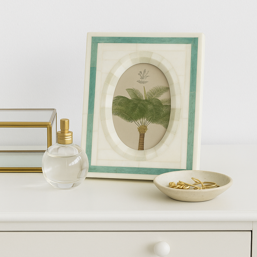 Bone Picture Frame : Green Trim