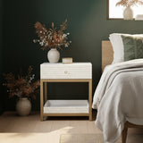 Bone & White Wash Interwoven Bedside Table