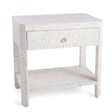 Mother of Pearl Inlay Bedside (with Undershelf) : Floral : White