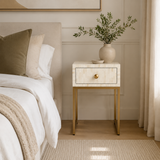 Bone Inlay 1 Drawer Bedside Table : Stripe : White
