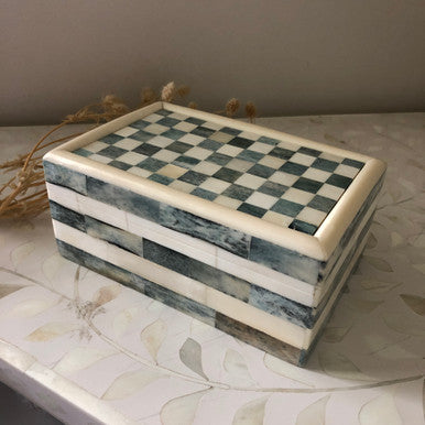 Bone Inlay Box : Checker Pattern