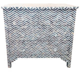 Bone Inlay 4 Drawer Chest : Zig Zag : Charcoal