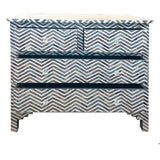 Bone Inlay 4 Drawer Chest : Zig Zag : Charcoal