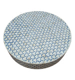 Bone Inlay Round Coffee Table : Tri-Square : Marine Blue