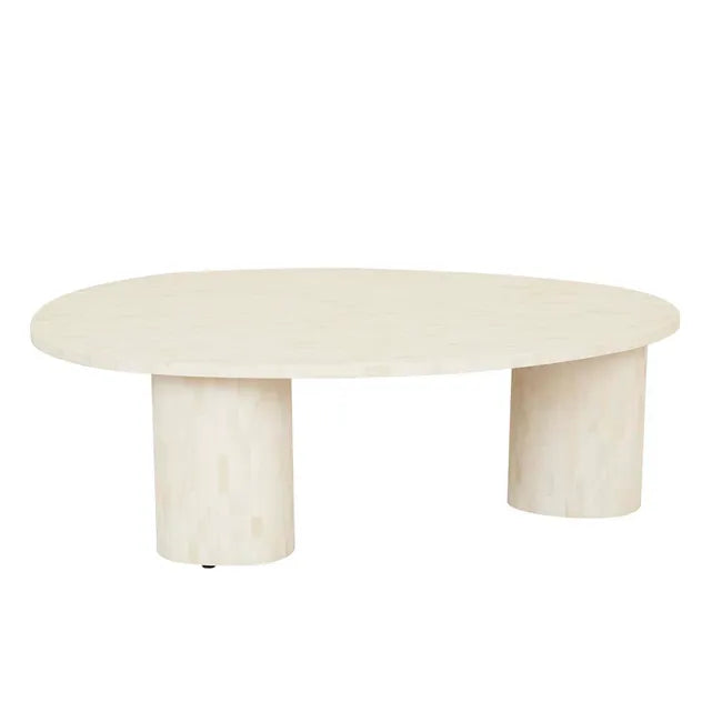 Bone Inlay Pedestal Coffee Table : Brickwork : Natural
