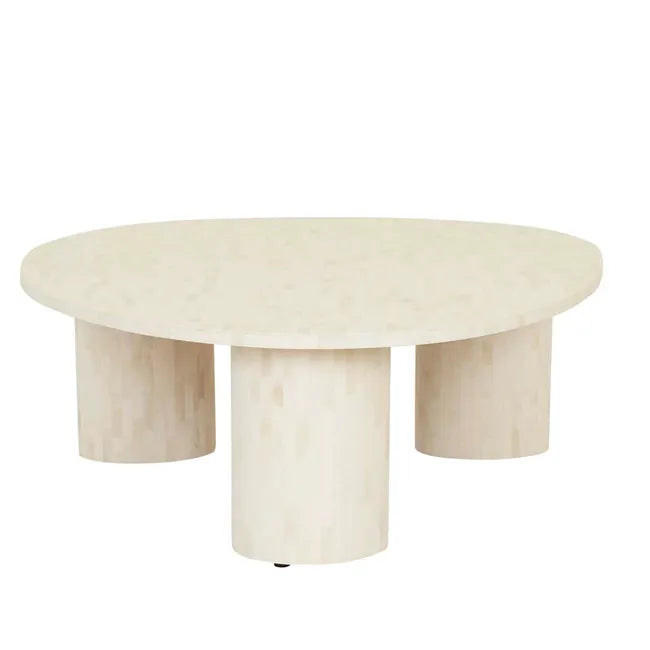 Bone Inlay Pedestal Coffee Table : Brickwork : Natural
