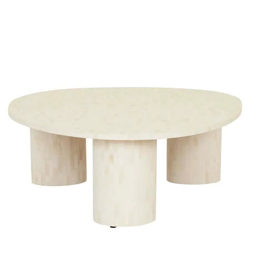 Bone Inlay Pedestal Coffee Table : Brickwork : Natural
