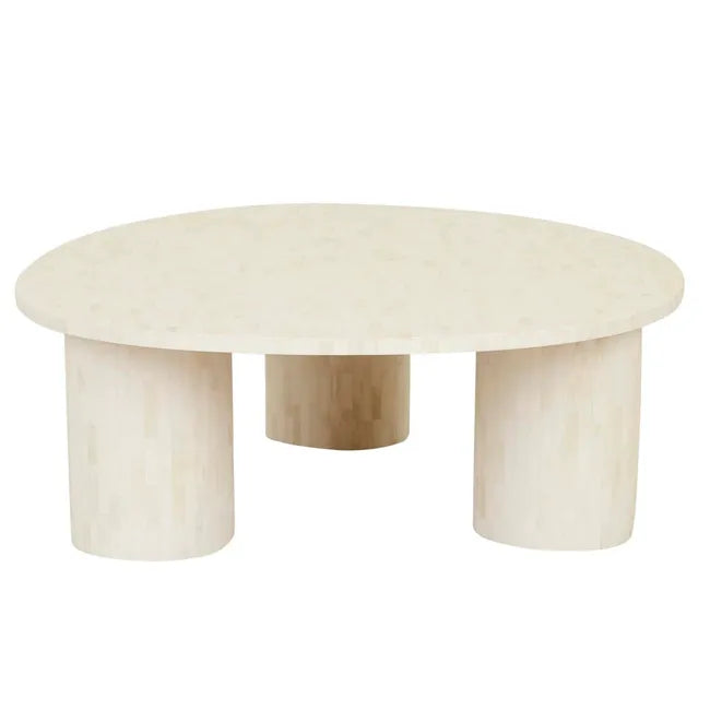 Bone Inlay Pedestal Coffee Table : Brickwork : Natural