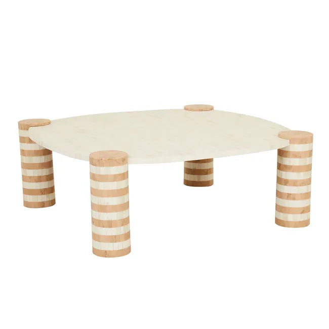 Bone Inlay Square Coffee Table : Brickwork : Natural