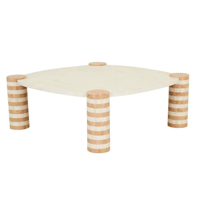 Bone Inlay Square Coffee Table : Brickwork : Natural