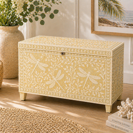 Bone Inlay Storage Chest / Blanket Box : Dragonfly