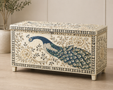 Bone Inlay Storage Chest / Blanket Box : Peacock