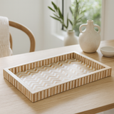 Bone Inlay Rectangular Tray : Zig Zag : Natural