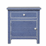 Bone Inlay Large Bedside Cabinet : Scallop : Navy