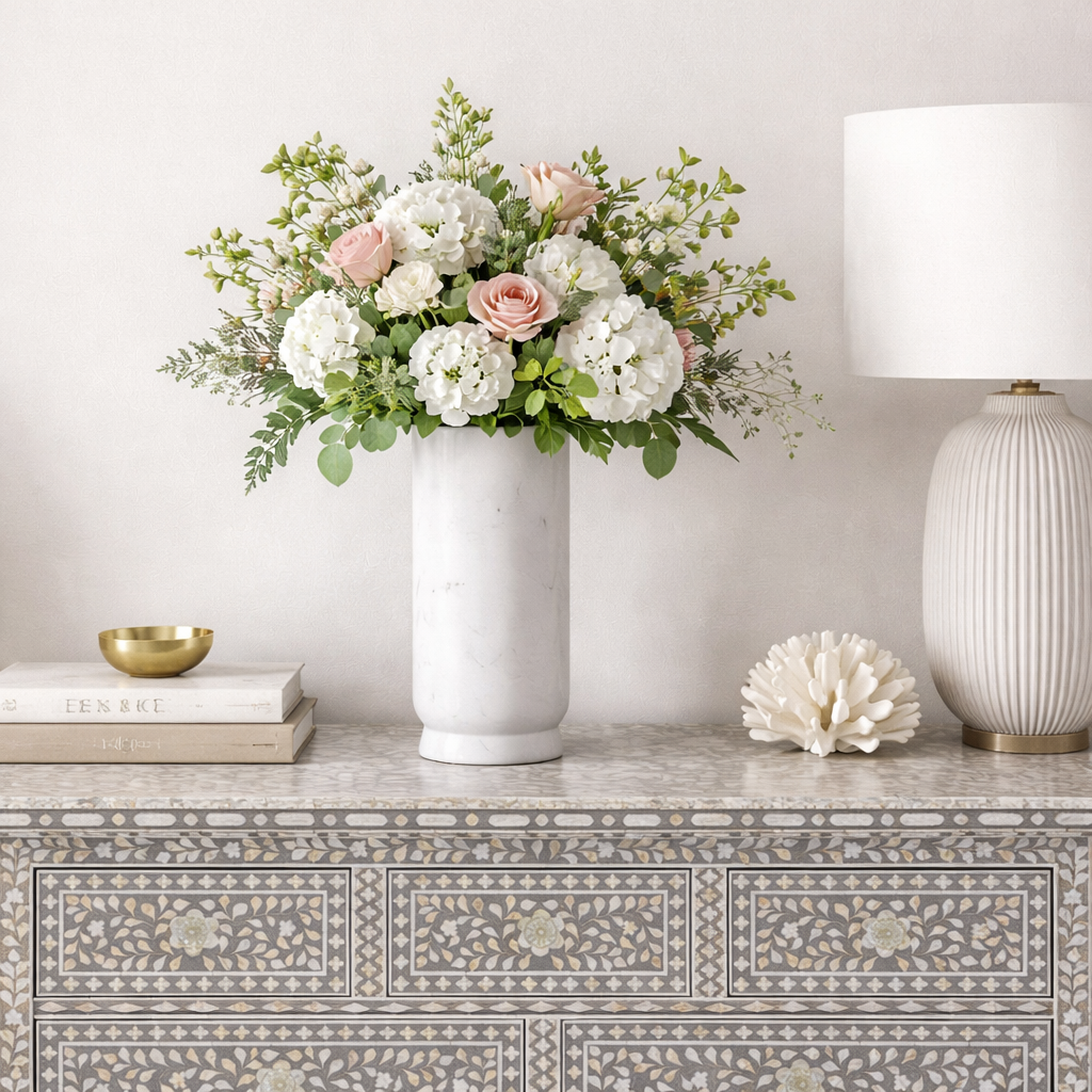 Marble Vase : Agean : White