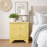 Bone Inlay Small 2 Drawer Bedside Chest : Zig Zag : Sunshine Gold