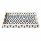 Bone Inlay Rectangular Tray : Zig Zag : Royal Blue