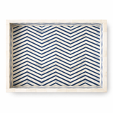 Bone Inlay Rectangular Tray : Zig Zag : Royal Blue