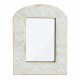 Bone Inlay Arched Photo Frame : Scallop : Pale Blue