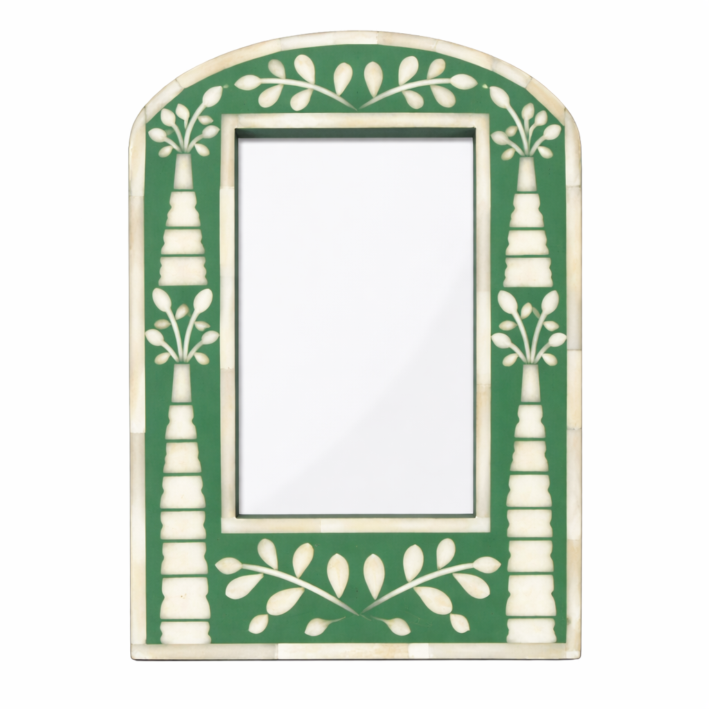 Bone Inlay Arched Photo Frame : Palm : Green