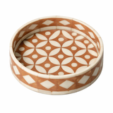 Bone Inlay Round Coaster/Trinket Tray : Starburst : Mocha