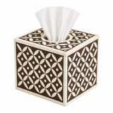 Bone Inlay Small Tissue Holder : Starburst : Chocolate