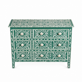 Bone Inlay 6 Drawer Chest : Damask : Teal